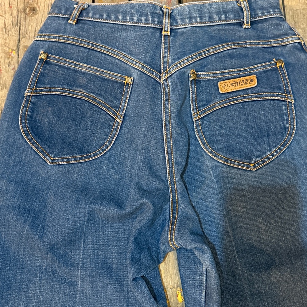 Vintage GITANO 1980s Leather Tag High Rise Denim Zipper Ankle Jeans Sz 12.